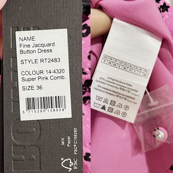 ROTATE NWT Fine Jacquard Floral Ruched Mini Dress in Pink Size 6 - Picture 15 of 16